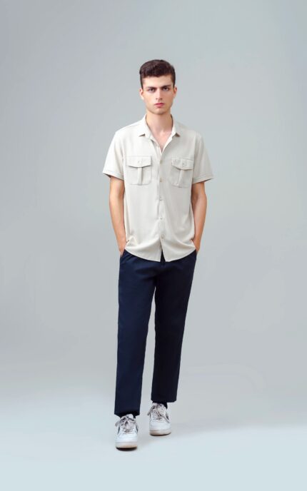 SMART FIT KNIT CASUAL SHIRT LIGHT KHAKI