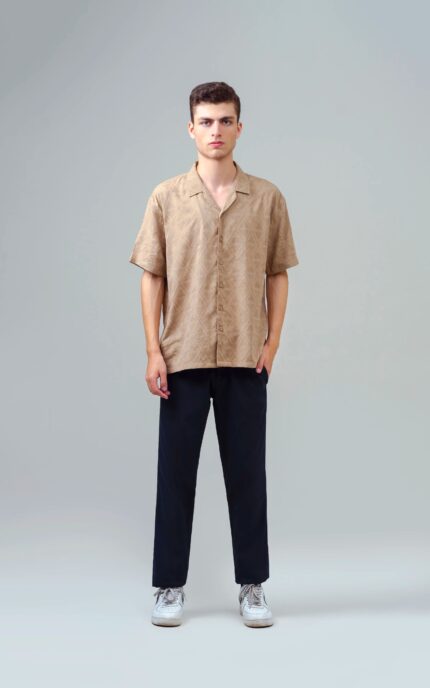 CUBAN COLLAR SHORT SLEEVES SHIRT KHAKI